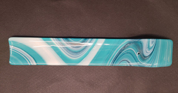 Fused glass incense holder swirl