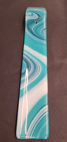 Fused glass incense holder swirl