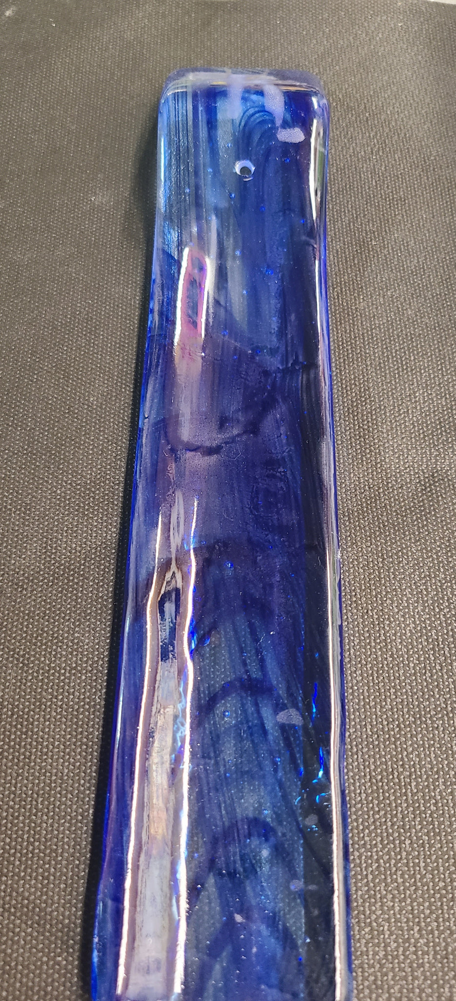Fused glass incense holder blue
