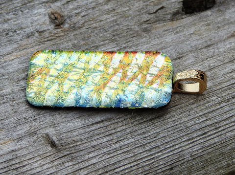 Sunset Dimple Dichroic Fused Glass Pendant