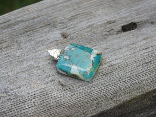Ephemeral Sky Scene - Teal and White Fused Glass Pendant