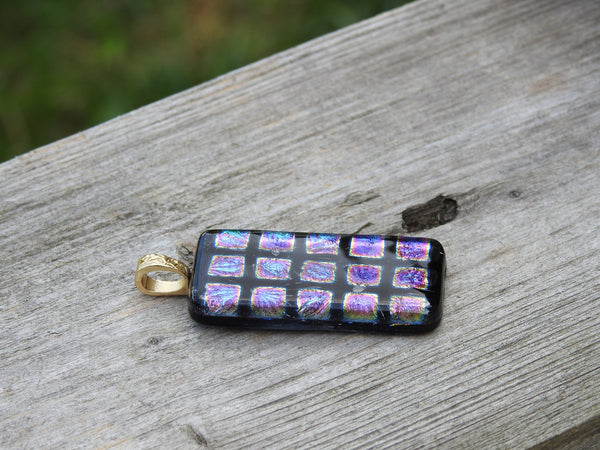 Hip to Be Square Dichroic Fused Glass Pendant